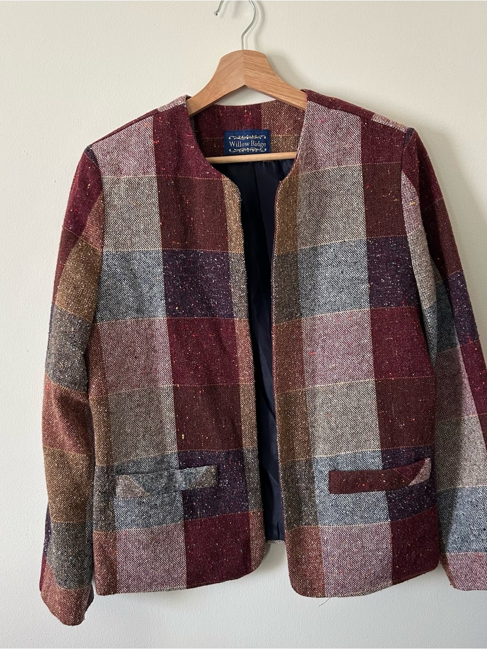 Vintage 90’s Classic Willow Ridge Burgundy Plaid Blazer Jacket